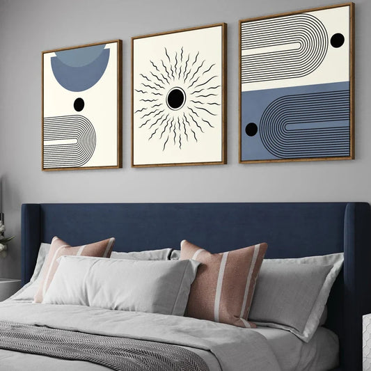 Ensemble de 3 Tableaux d'Art Moderne du Milieu du Siècle